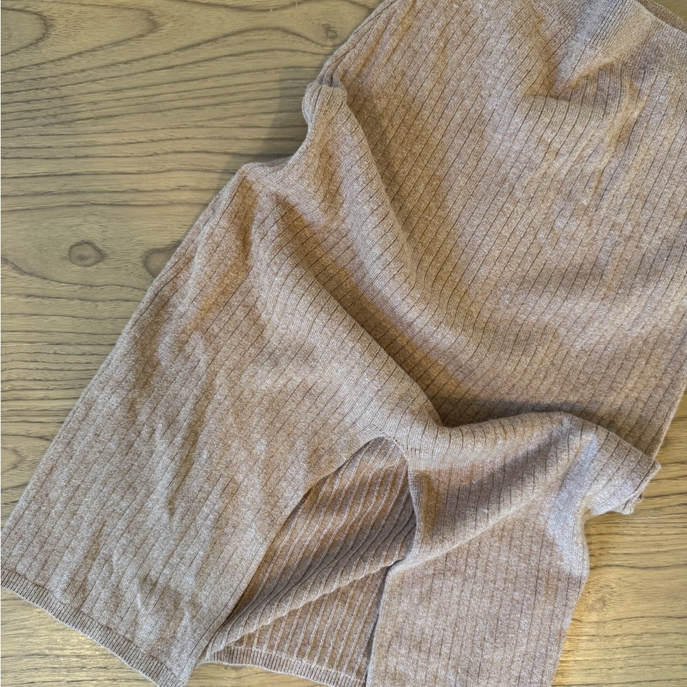 Free People Tan Ribbed Midi Skirt